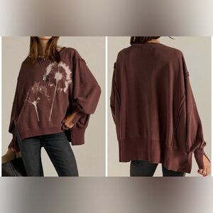 NWOT Free People We The Free Graphic Camden Pullover - Dandelion combo - Small